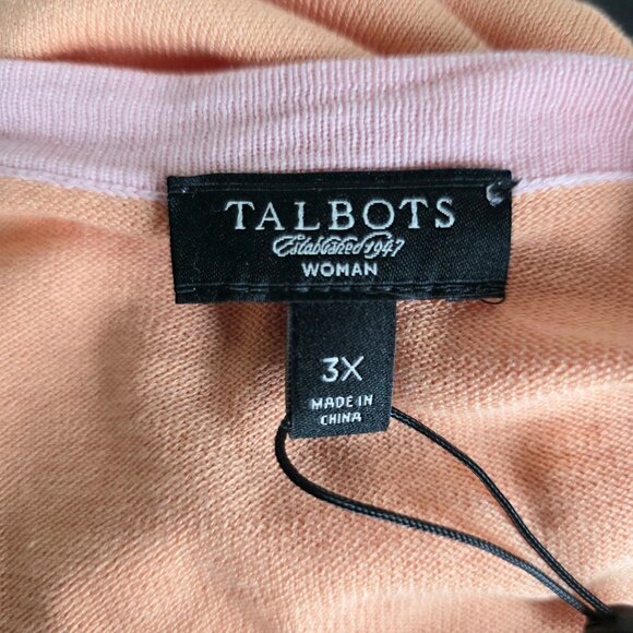 Talbots Plus Size 3X Cardigan Sweater Silk Blend Lightweight Orange Pink NEW - Picture 7 of 9